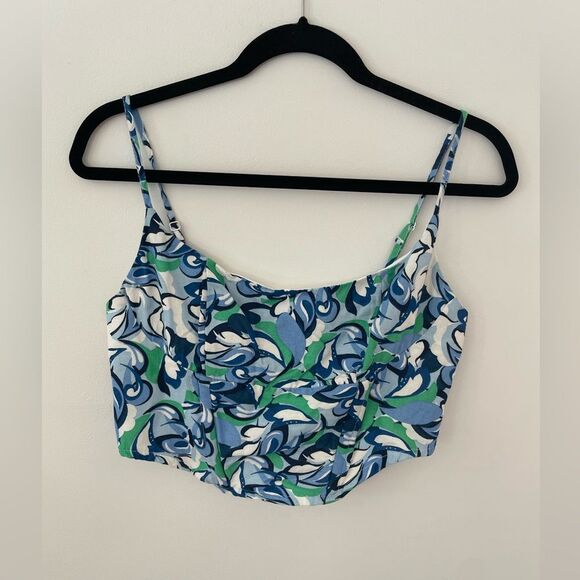 Midnight Sky Tops - Midnight Sky M Crop Top Boning Adjustable Straps Bandana Blue Elastic Back